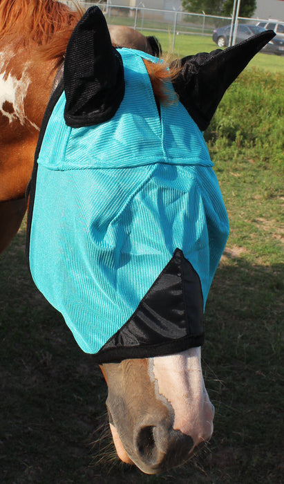 Equine Horse  Light Weight  Mask Summer Spring Airflow Mesh Turquoise 73269