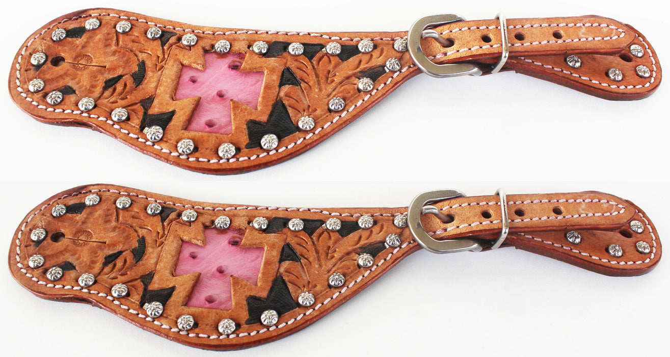 Horse Western Riding Cowboy Boots Leather Spur Straps Tack  7413