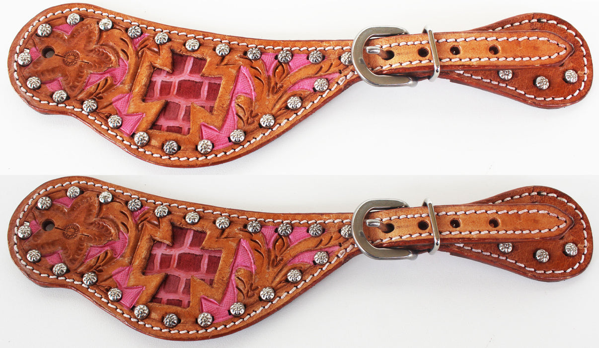 Horse Western Riding Cowboy Boots Leather Spur Straps Tack  7417