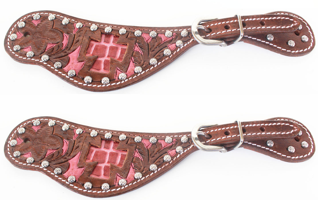 Horse Western Riding Cowboy Boots Leather Spur Straps Tack  7426