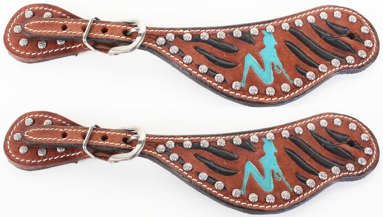 Horse Western Riding Cowboy Boots Leather Spur Straps Tack  7455