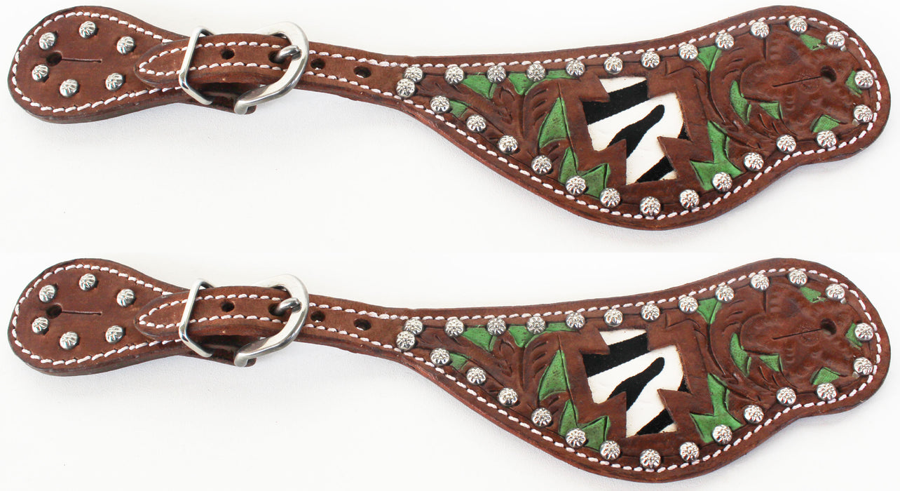 Horse Western Riding Cowboy Boots Leather Spur Straps Tack  7467
