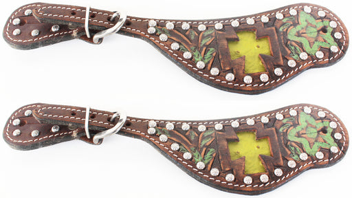 Horse Western Riding Cowboy Boots Leather Spur Straps Tack  7468