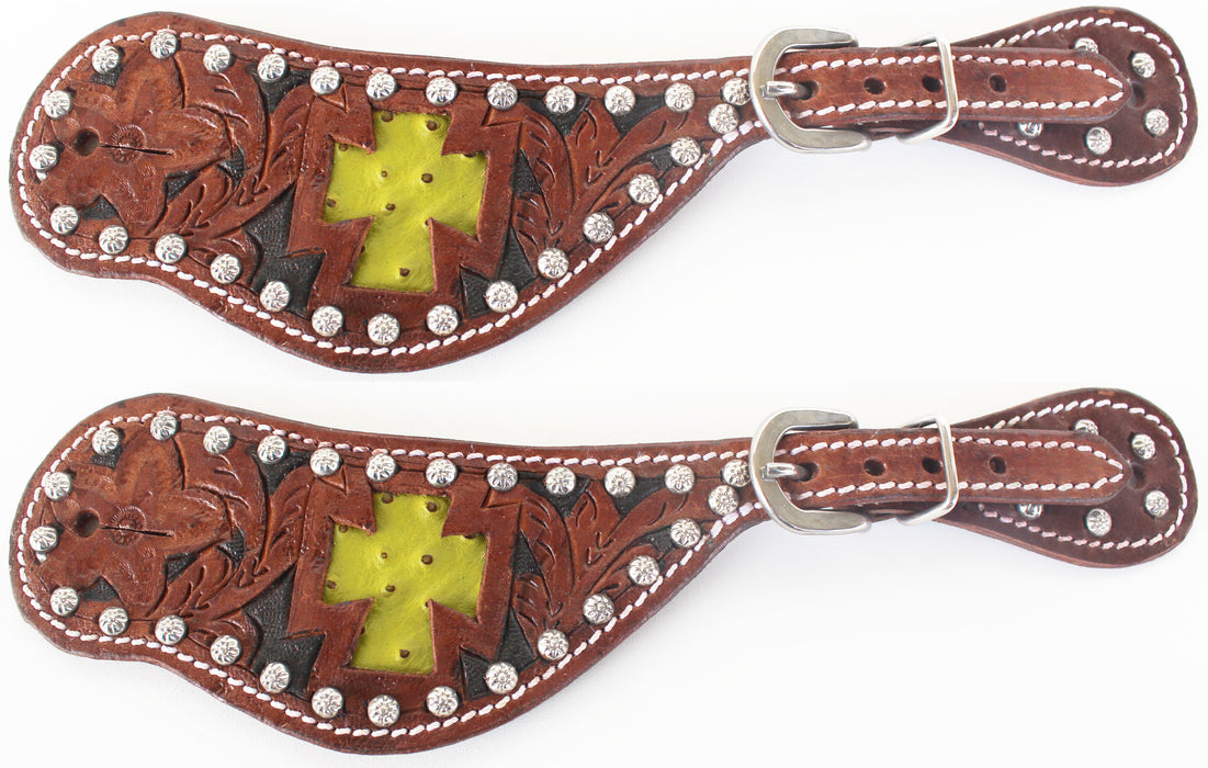 Horse Western Riding Cowboy Boots Leather Spur Straps Tack  7469