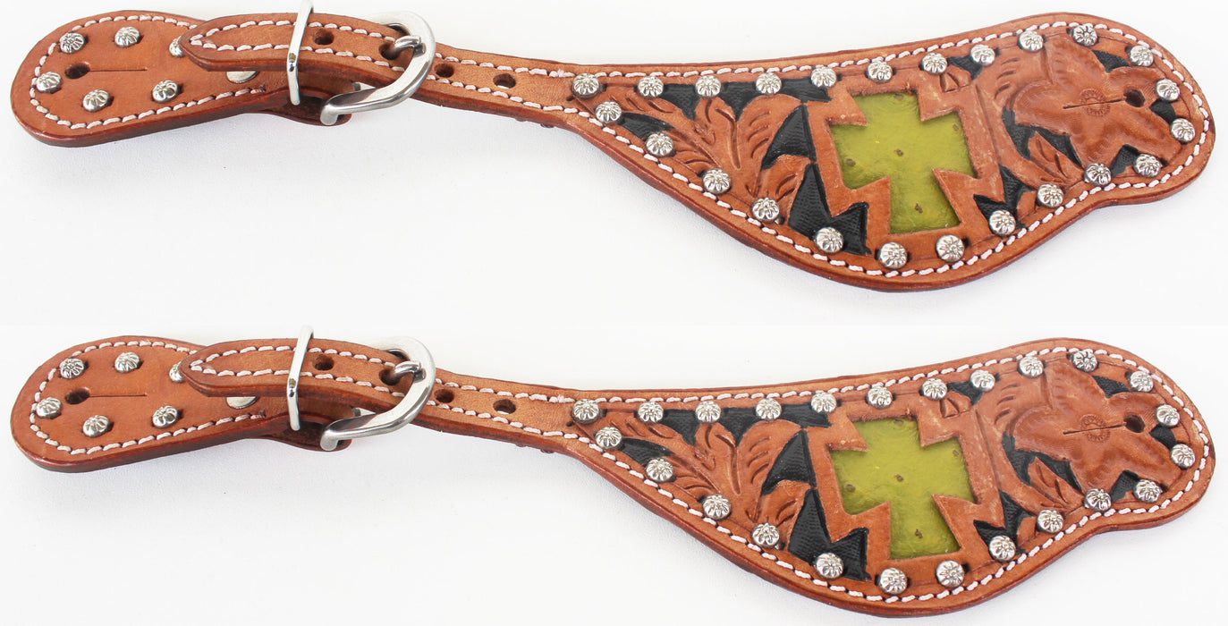 Horse Western Riding Cowboy Boots Leather Spur Straps Tack  7478