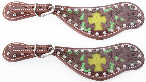 Horse Western Riding Cowboy Boots Leather Spur Straps Tack  7480