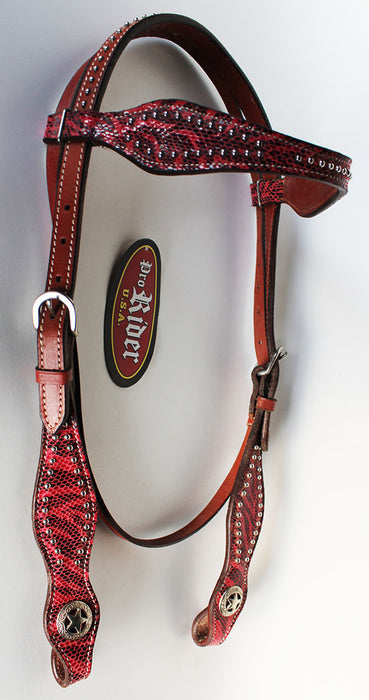 Horse Show Bridle Western Leather Headstall Tack Pink 7603H