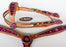 Horse Western Riding Leather Bridle Headstall Breast Collar Tack Pink 76101