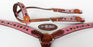 Horse Western Riding Leather Bridle Headstall Breast Collar Tack Pink 76104