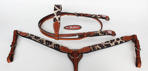 Horse Show Bridle Western Leather Headstall Breast Collar Tack Pink 76173