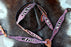 Horse Western Riding Leather Bridle Headstall Breast Collar Tack Pink 7667