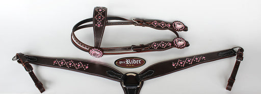 Horse Western Riding Leather Bridle Headstall Breast Collar Tack Brown 7690