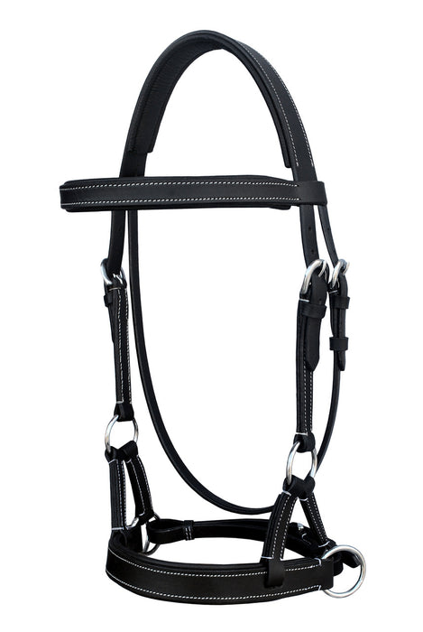 English Western Horse Leather Bitless Bridle Sidepull Halter Reins  Brown 7701