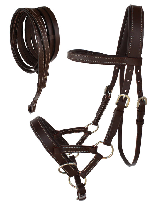 Horse Western Horse Western English Tack Black Leather Bitless Sidepull Bridle Reins 77RT05BR-C