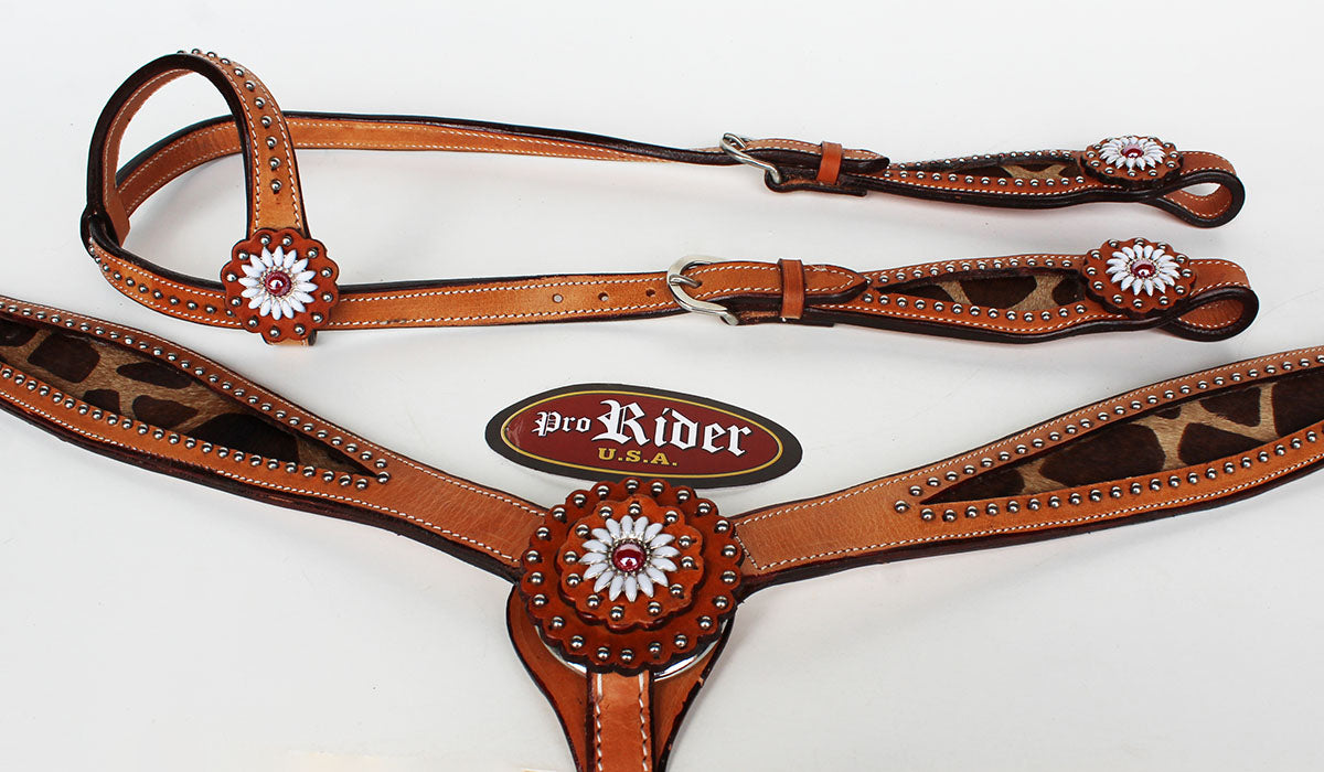Horse Show Saddle Tack Rodeo Bridle Western Leather Headstall Breast Collar 7801