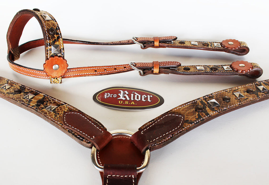 Horse Show Saddle Tack Rodeo Bridle Western Leather Headstall Breast Collar 7803