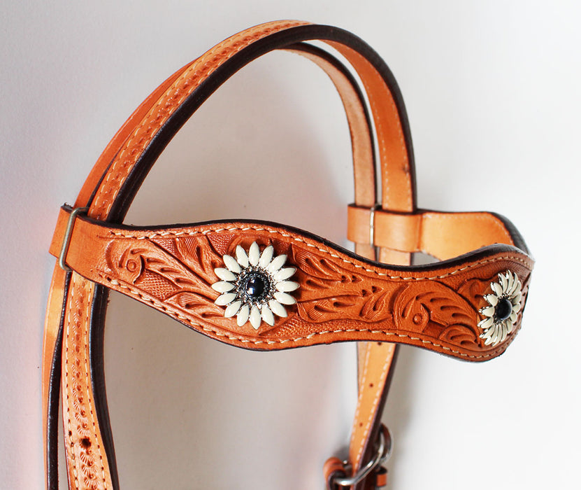 Equine Horse Show Saddle Tack Bridle Western Leather Headstall Browband 7807