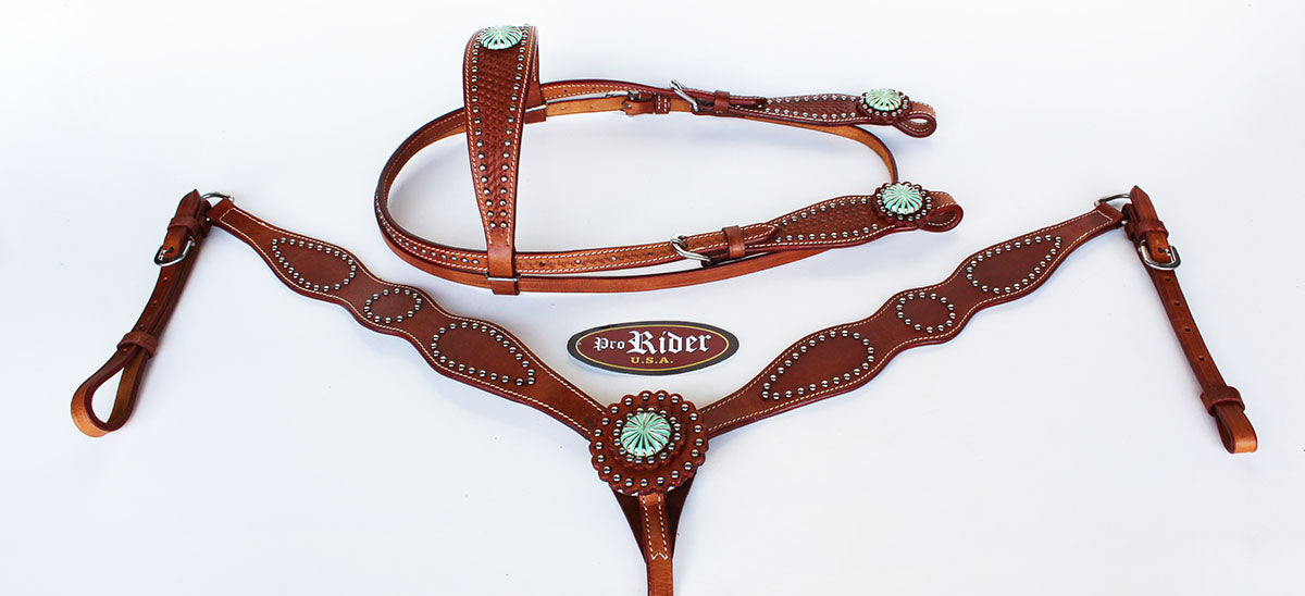 Horse Show Saddle Tack Bridle Western Leather Headstall Breast Collar Rodeo 78104