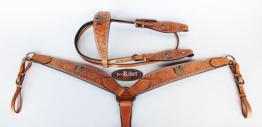 Horse Saddle Tack Rodeo Bridle Western Leather Headstall Breast Collar 78117B