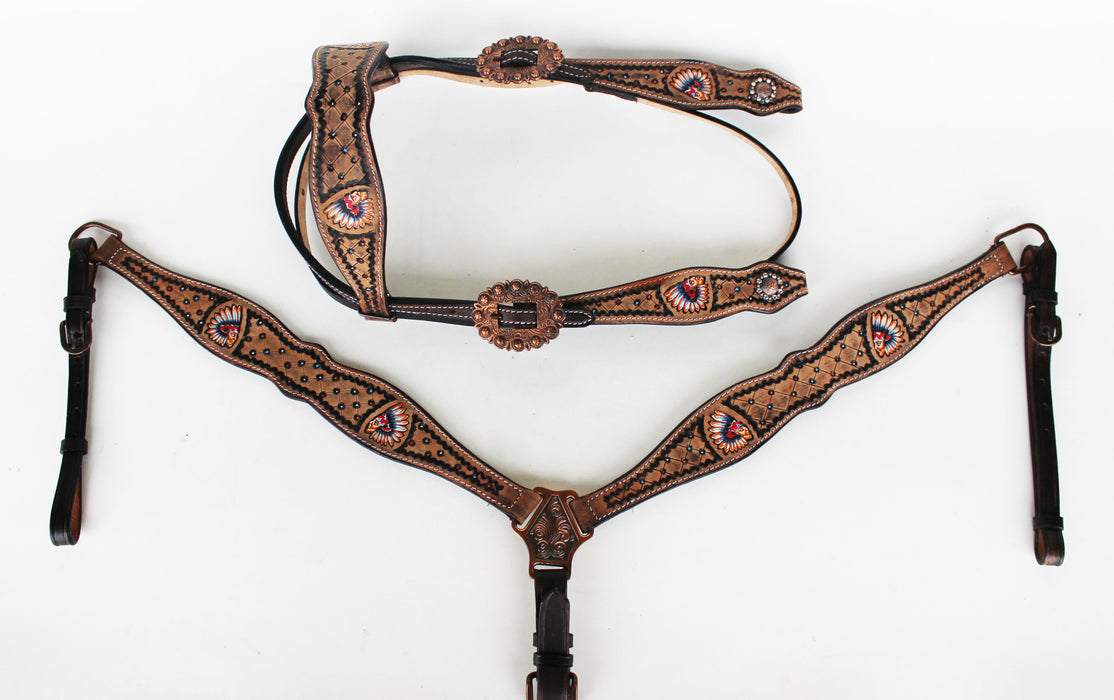 Horse Bridle Western Leather Headstall Breast Collar 78147B