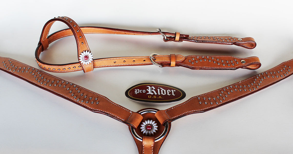 Horse Show Saddle Tack Rodeo Bridle Western Leather Headstall Breast Collar 7815