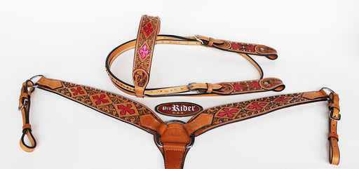 Horse Saddle Tack Bridle Western Leather Headstall Breast Collar Browband 78168