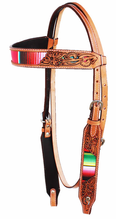 Horse Horse Western Serape Tooled Browband Bridle & Breast Collar Tack Set 78210B