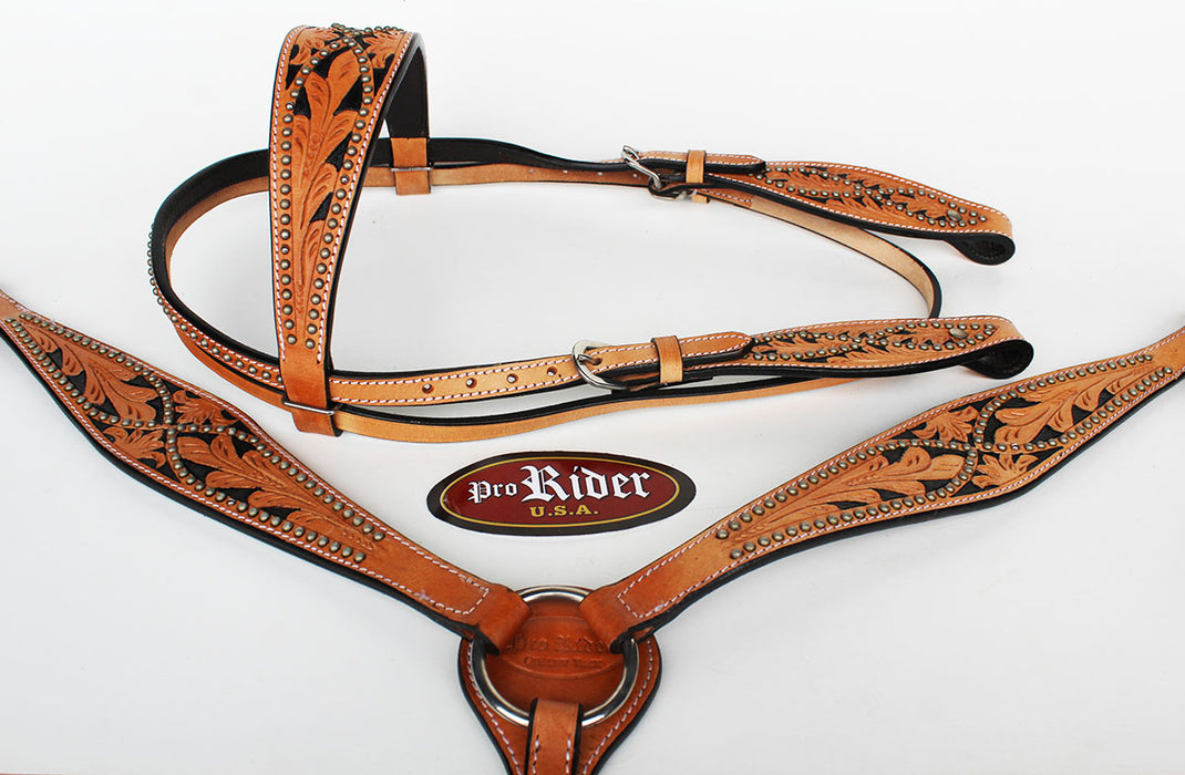 Horse Show Saddle Tack Rodeo Bridle Western Leather Headstall Breast Collar 7826