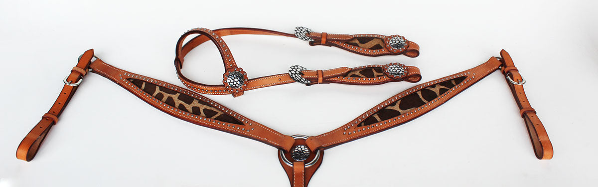 Horse Show Saddle Tack Rodeo Bridle Western Leather Headstall Breast Collar 7829