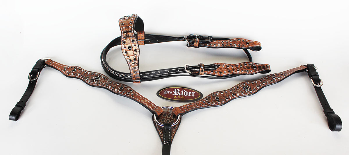 Horse Show Saddle Tack Rodeo Bridle Western Leather Headstall  7849B