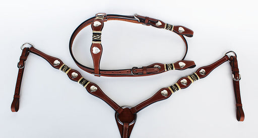 Horse Show Saddle Tack Bridle Western Leather Headstall Breast Collar 7855B