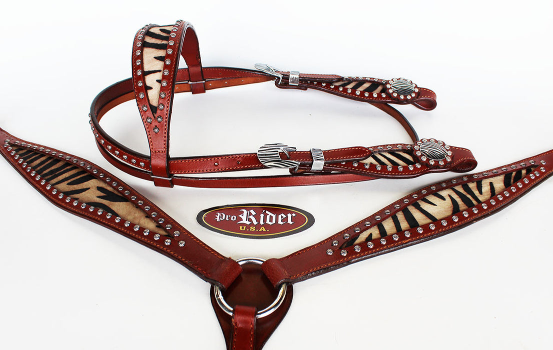 Horse Show Saddle Tack Rodeo Bridle Western Leather Headstall Breast Collar 7875