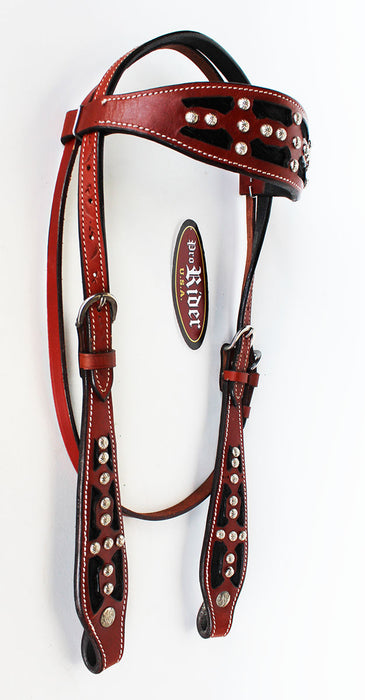 Equine Horse Show Saddle Tack Rodeo Bridle Western Leather Headstall 7876H