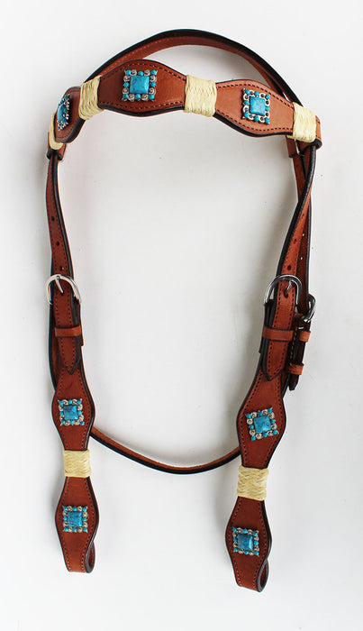 Horse Saddle Tack Bridle Western Leather Rawhide Rawhide Headstall  7878THB