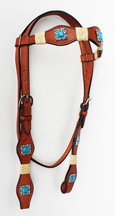 Horse Saddle Tack Bridle Western Leather Rawhide Rawhide Headstall  7878THB