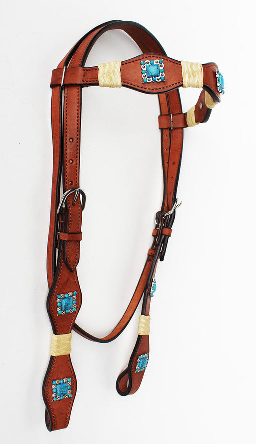 Horse Saddle Tack Bridle Western Leather Rawhide Rawhide Headstall  7878THB