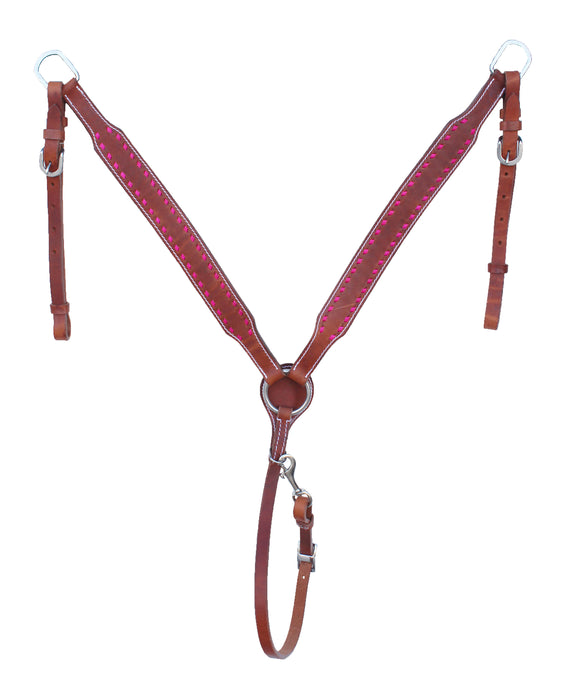 Horse  Western Pink Buckstitch Bridle & Breast Collar Tack Set 78ADSet