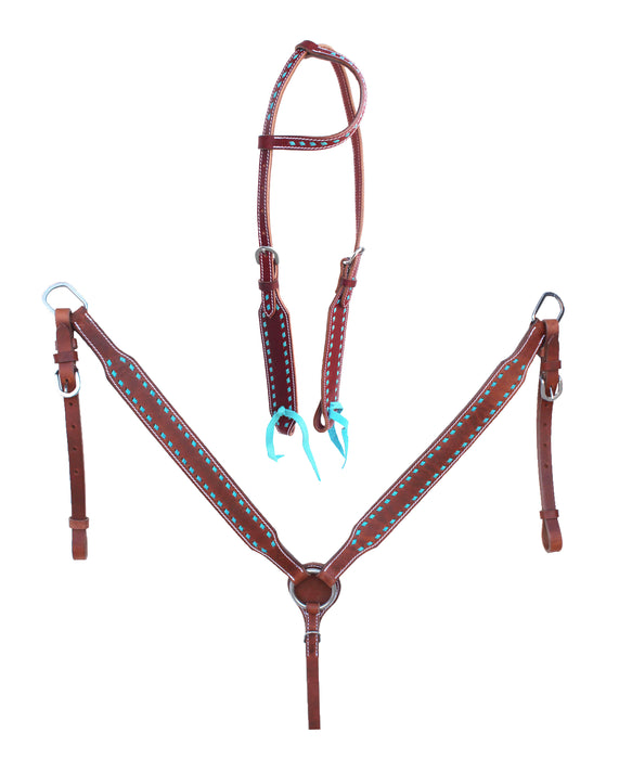 Horse  Western Pink Buckstitch Bridle & Breast Collar Tack Set 78ADSet