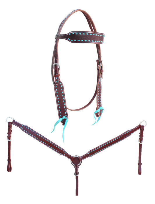 Horse  Western Pink Buckstitch Bridle & Breast Collar Tack Set 78ADSet