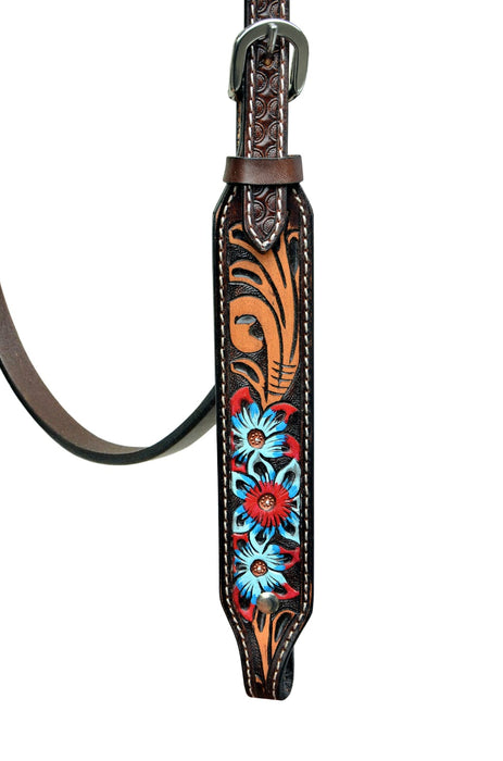 Horse Horse Western Tack Floral Tooled Leather Browband Headstall Show Bridle 78AD17HB