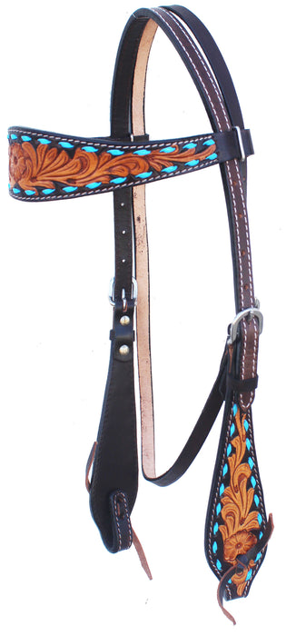 Horse Western Floral Tooled Browband Bridle & Breast Collar Tack Set 78HR24B