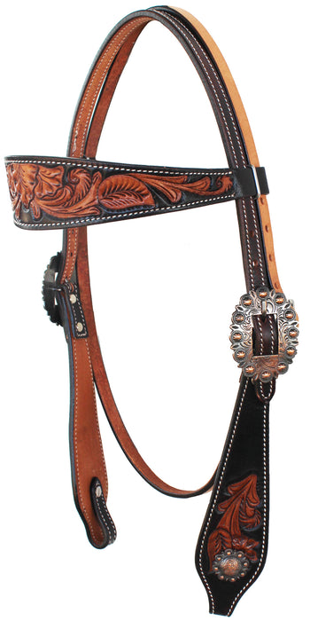 Horse Western Tack Floral Tooled Browband Headstall Show Bridle 78RT20HB