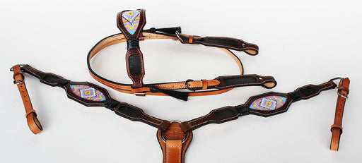 Horse Bridle Western Leather Headstall Breast Collar Show Rodeo Tack Purple 7910