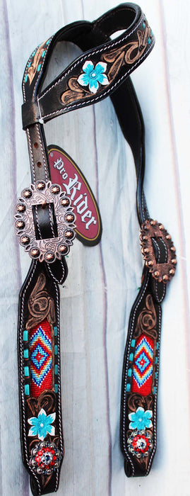 Horse Show Bridle Western Leather Headstall Barrel Racing Rodeo Tack 7987HA