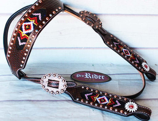 Horse Show Bridle Western Leather Headstall Barrel Racing Beaded Tack 7989HB