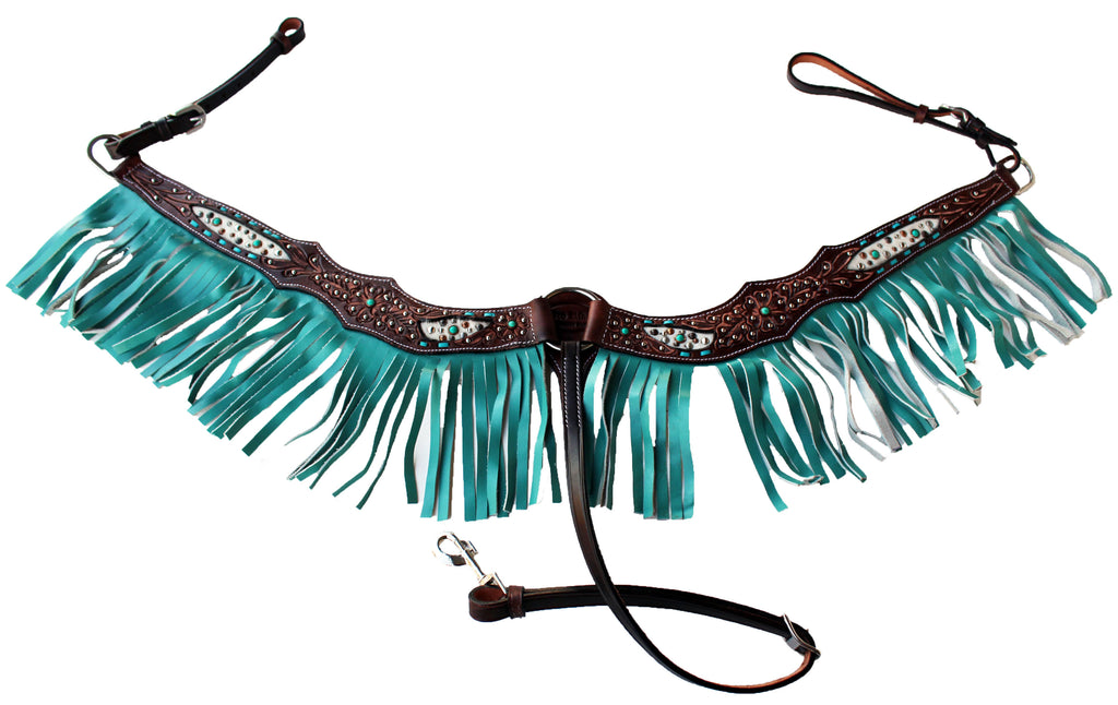 Horse Show Tack Bridle Western Leather Headstall Blue 8421H - Challenger