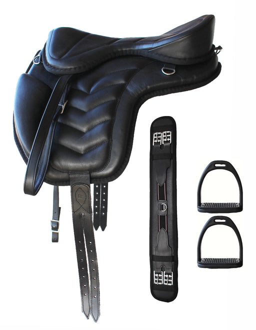 16" English Horse Polo Synthetic Treeless Saddle Stirrups 80202BK