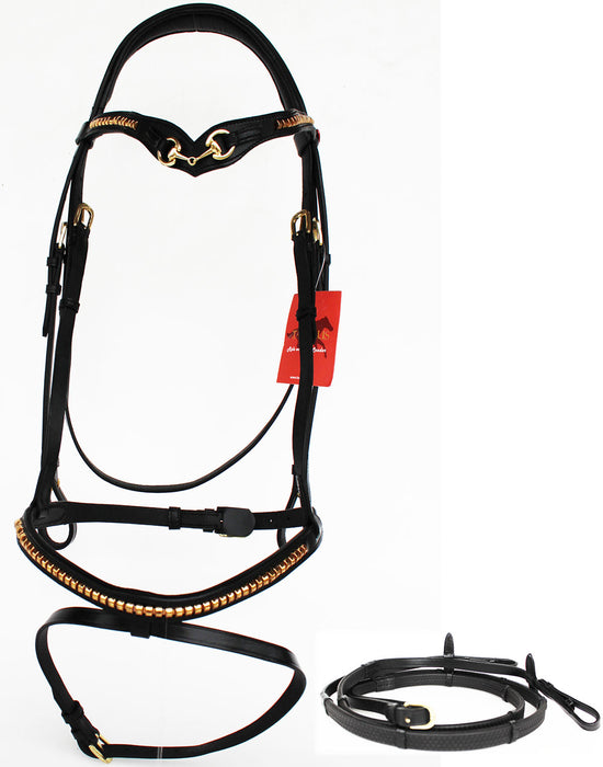 Horse English Padded Leather  Jumping Adjustable Fancy Bridle Full 803449F