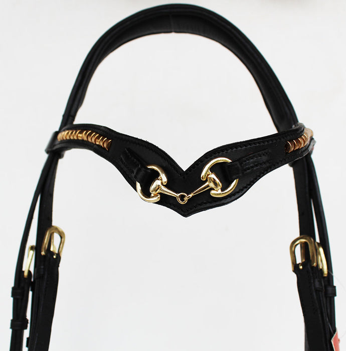 Horse English Padded Leather  COB Riding Jumping Adjustable Fancy Bridle 803449C