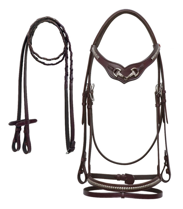 English Mahogany Padded Leather Tack All-Purpose Jumping Bridle 803449MG